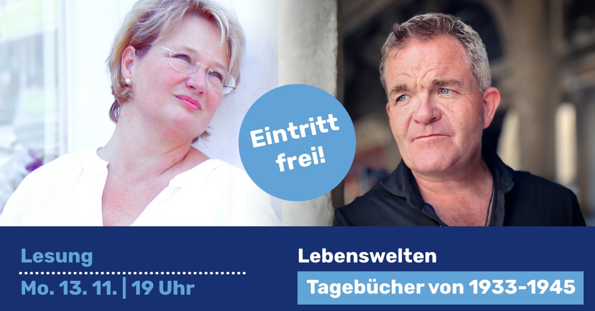 Cornelia Schäfer, Profisprecherin bei ORF III und 3sat und Präsidentin des PEN NOE& Cornelius Obonya – Lesung Lebenswelten Tagebücher von 1933 -1945
